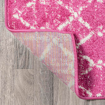 Moroccan Hype Boho Vintage Diamond Area Rug Fuchsia/Ivory